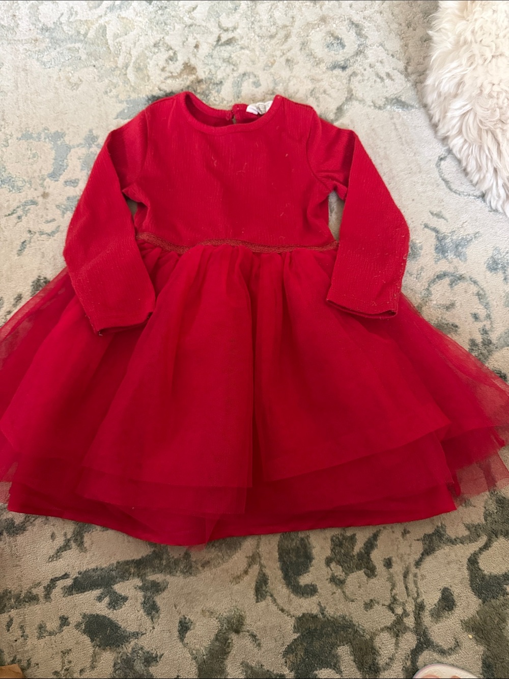 H&M Red Long-Sleeve Tulle Dress for Girls